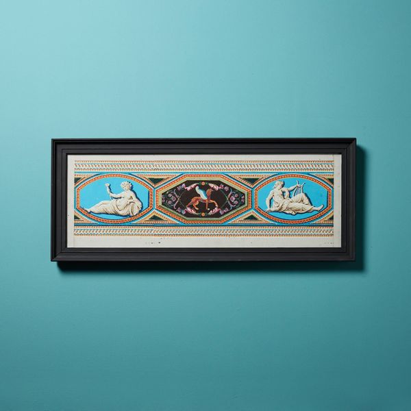 Antique Framed Polychrome Classical Frieze