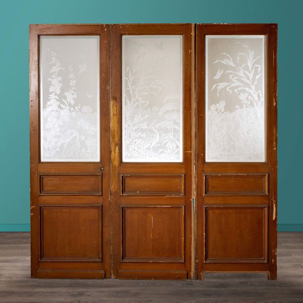 Set of 3 Victorian Internal Acid Etched Glass Doors