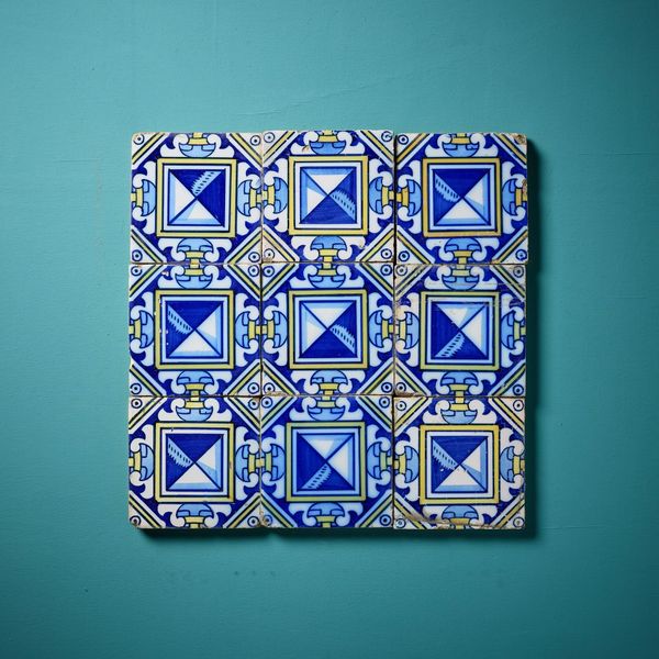 Set of 9 Reclaimed Spanish Decorative Tiles