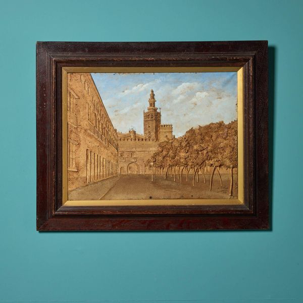 Antique Framed Picture of Catedral de Sevilla Made From Cork