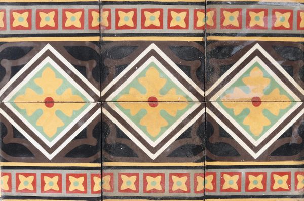 Reclaimed Patterned Encaustic Floor or Wall Tiles 1.64 m2 (17.6 ft2)