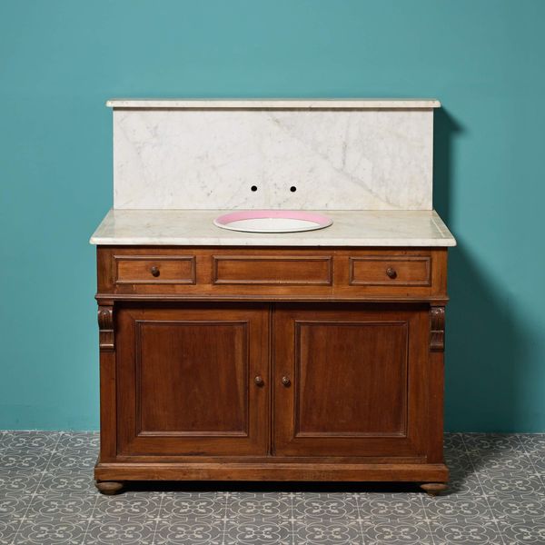 Antique Louis Style Carrara Marble Washstand