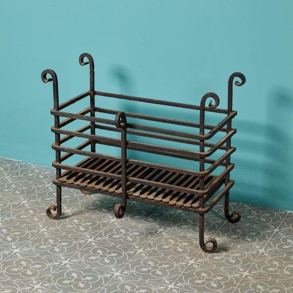 Large Victorian Revival Wrought Iron Fire Basket