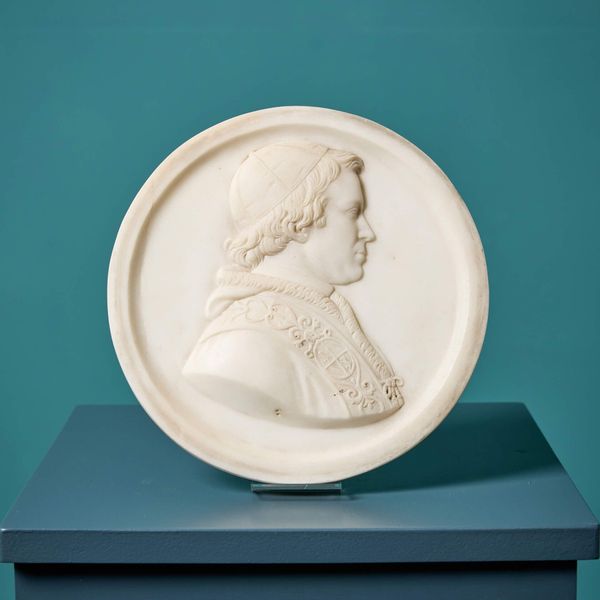 Ecclesiastical 19th Century White Statuary Marble Portrait Roundel