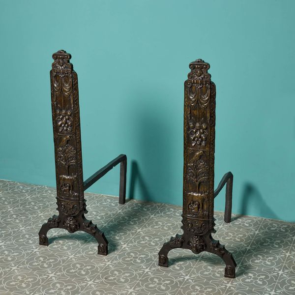 Pair of Antique Bronze Fire Dogs