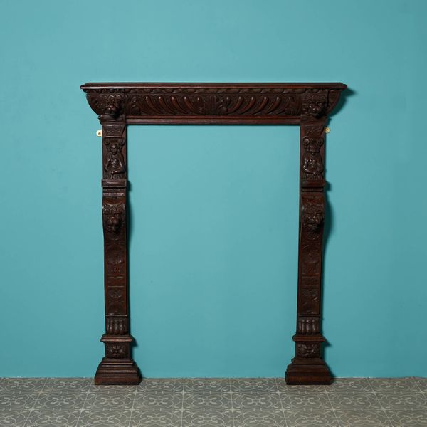 Antique Scottish Carved Oak Fireplace