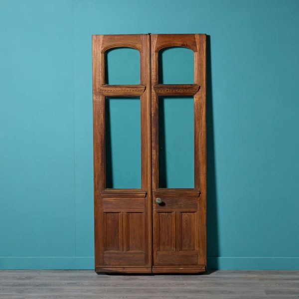 Set of Tall Edwardian Teak Glazed Doors