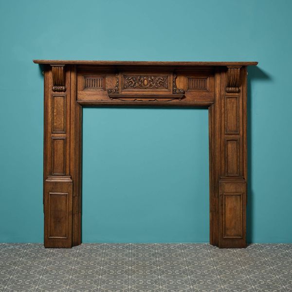 19th Century Victorian Carved Oak Fire Surround