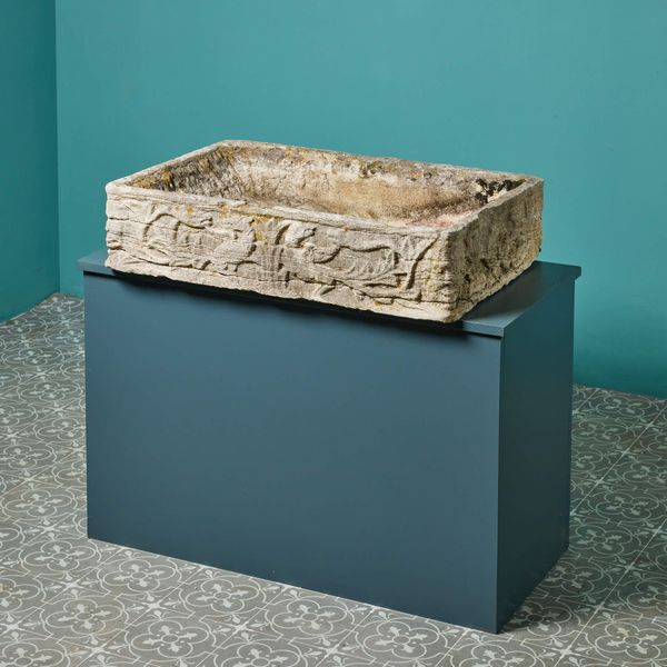 Antique 16th C. Carved Istrian Stone Trough