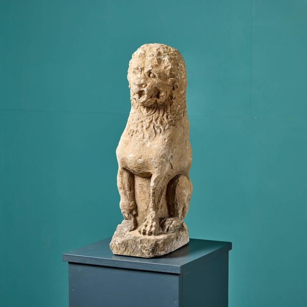 16th Century English Carved Limestone Lion Statue