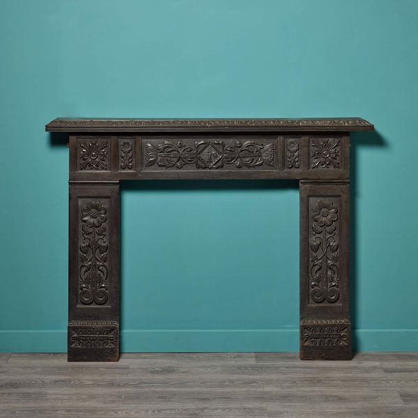 Jacobean Style Carved Dark Oak Fireplace