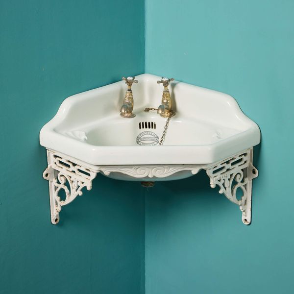 Antique Victorian Corner Sink with Wall Bracket