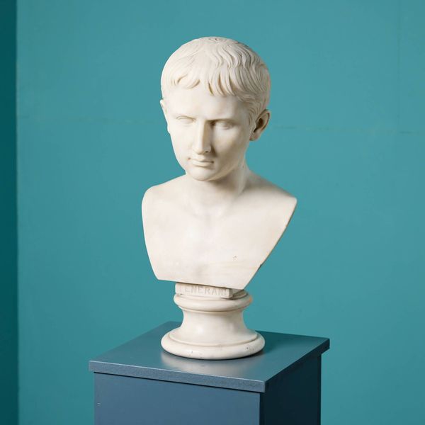 Tenerani (B.1789) Statuary Marble Bust of a Young Augustus Caesar