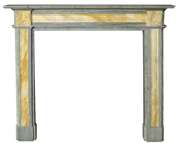 Antique Swedish Green and Sienna Marble Fire Surround