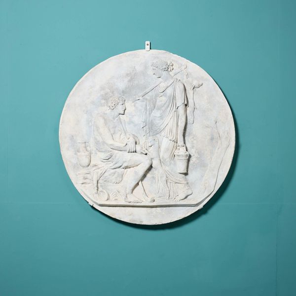 After Canova Large Neoclassical Style Plaster Wall Roundel