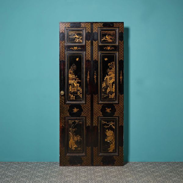 Black Chinoiserie Painted Door