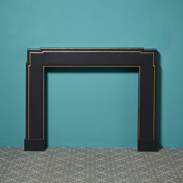 0_36977-1 Reclaimed Black & Gold Painted Art Deco Fireplace