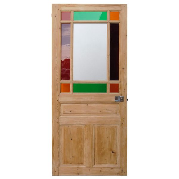 French Country Internal Door with Multicoloured Glazing