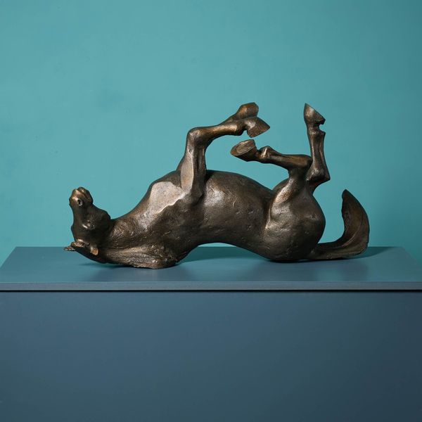 John W. Mills (1933-2023) Bronzed Resin Sculpture of ‘Rolling Horse'