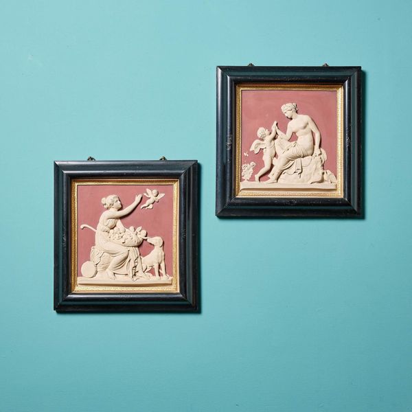 P. Ipsen (1815-1860) Two Framed Red Terracotta Neoclassical Plaques