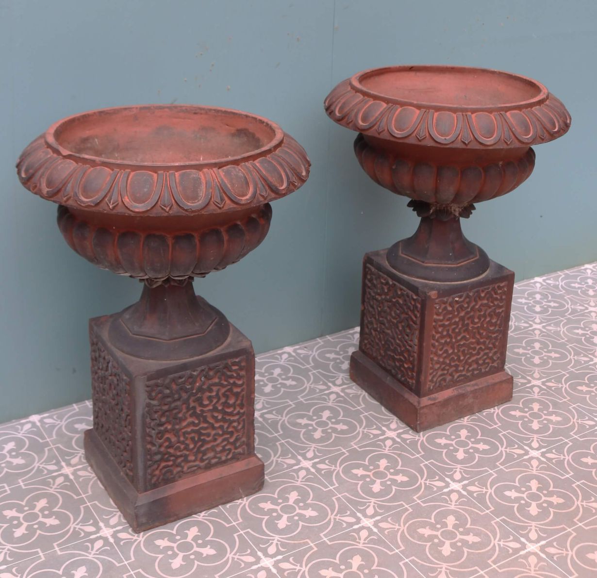 Pair of Victorian Antique Terracotta Urns