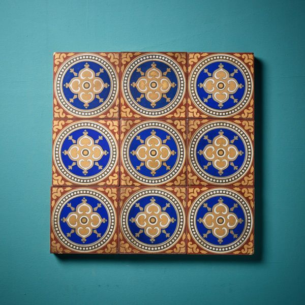 Set of 9 Maw & Co Antique Patterned Encaustic Tiles