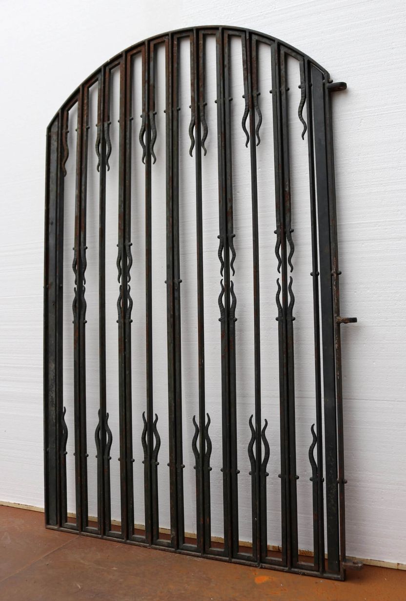 Large Reclaimed Arched Wrought Iron Garden Gate