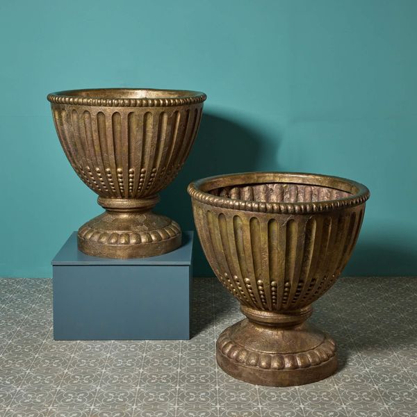 Pair of Oversized Cast Bronze Planters