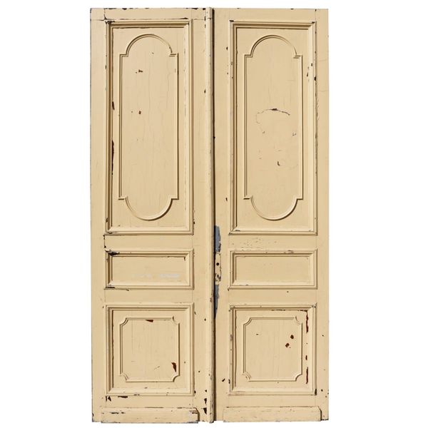 Tall Set of Painted Antique French Double Doors