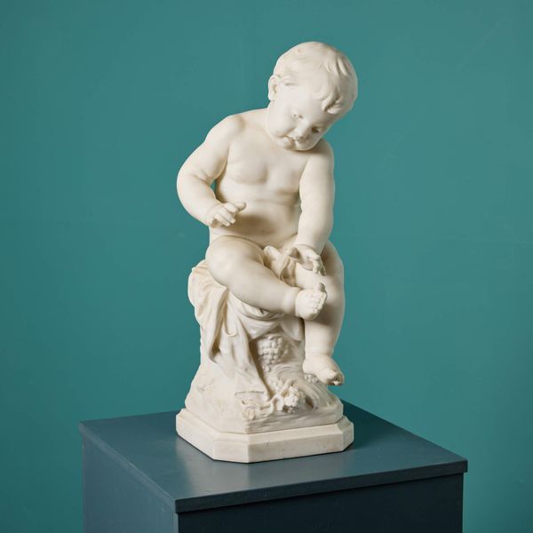 Auguste Moreau Marble Statue of Infant