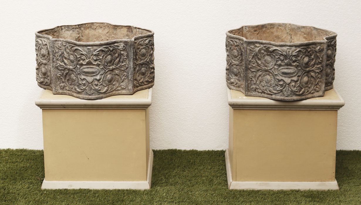 Pair of Antique Lead Garden Planters