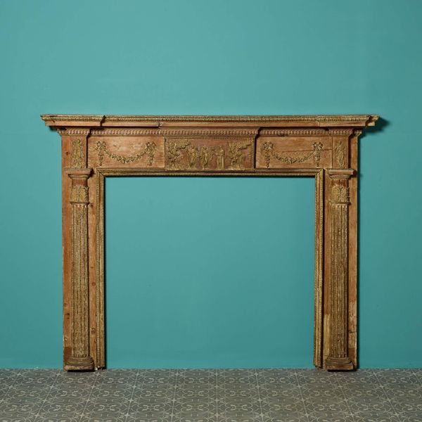 Antique Neoclassical Pine Fire Surround