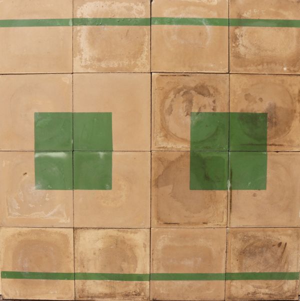 Reclaimed Green 'Squares and Lines' Cement Floor or Wall Tiles 4 m2 (43 ft2)