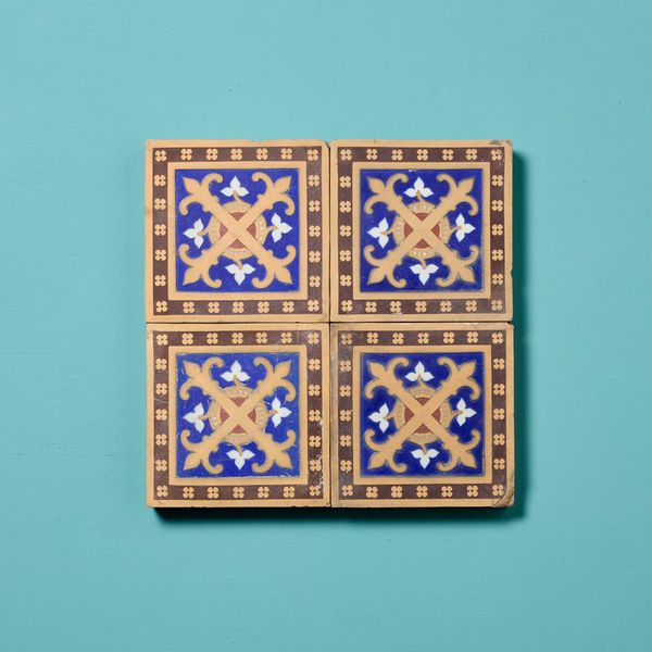 Set of 4 Minton & Co Encaustic Tiles