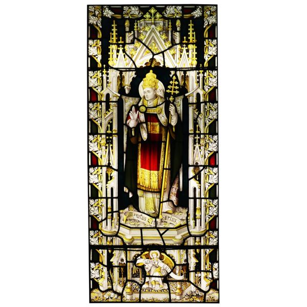 Antique Stained Glass Window of Saint Gregory