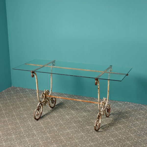 Reclaimed Glass & Wrought Iron Garden Table