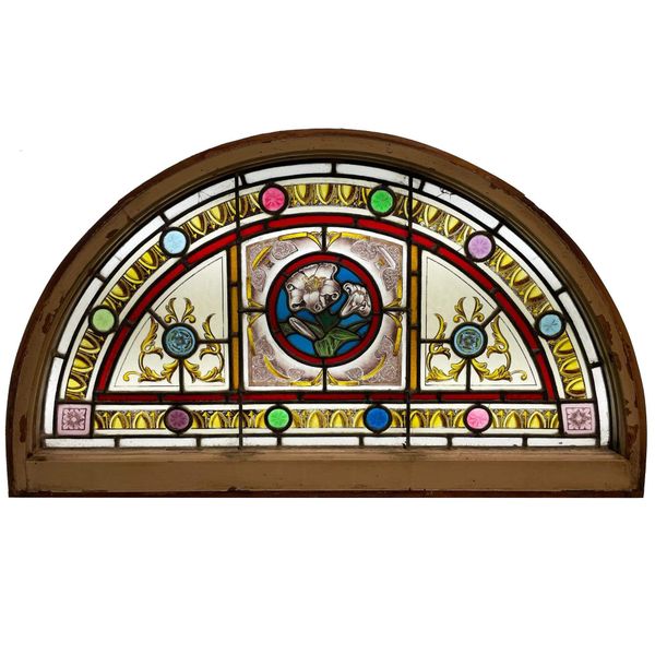 Antique Floral Stained Glass Fanlight