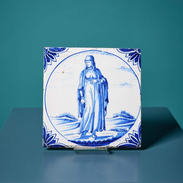 Antique Ravesteijn Delft Tile of Woman in Turkish Dress