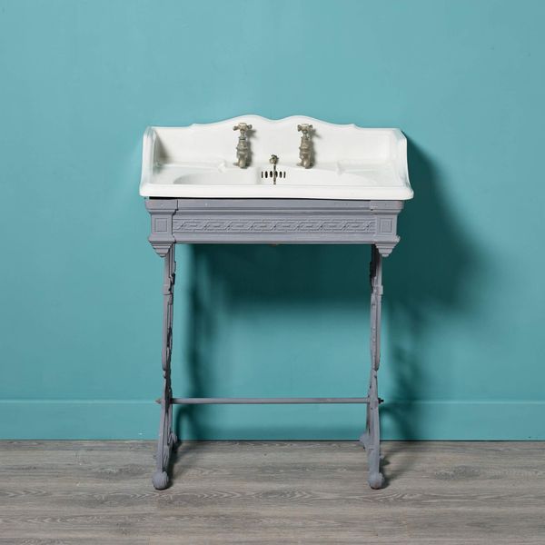 Antique Porcelain Sink with Cast Iron Stand