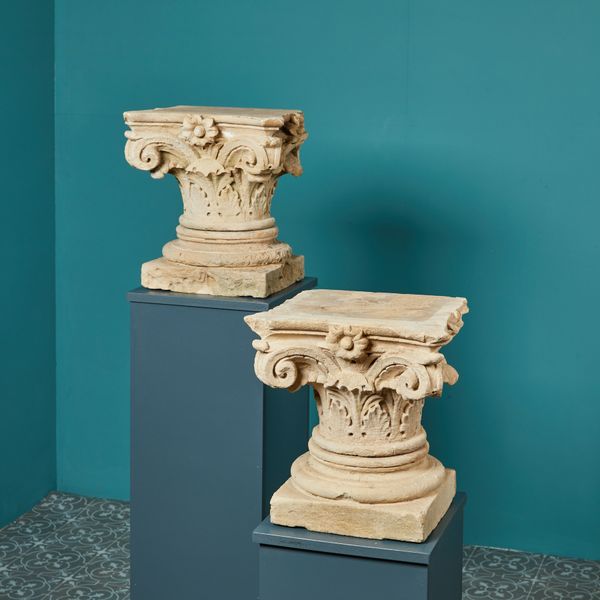 Pair of Antique Carved Stone Capitals