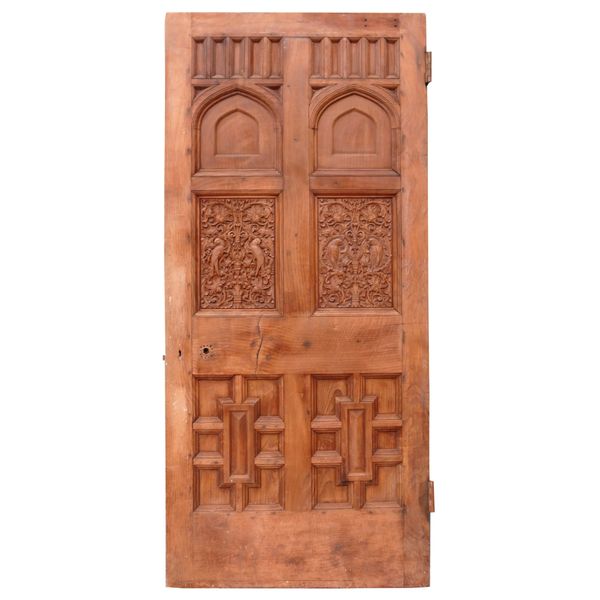 Arts & Crafts Style Carved Oak Door