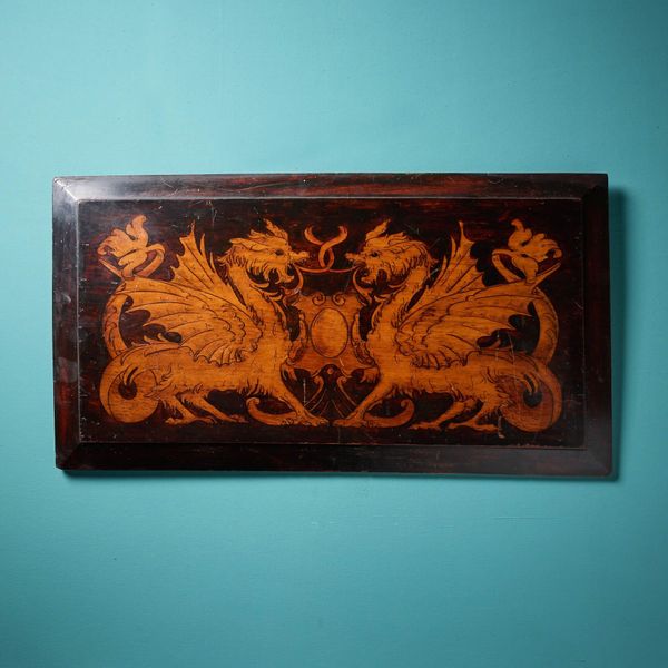 Antique 19th Century Regency Wall Panel of Dragon Crest