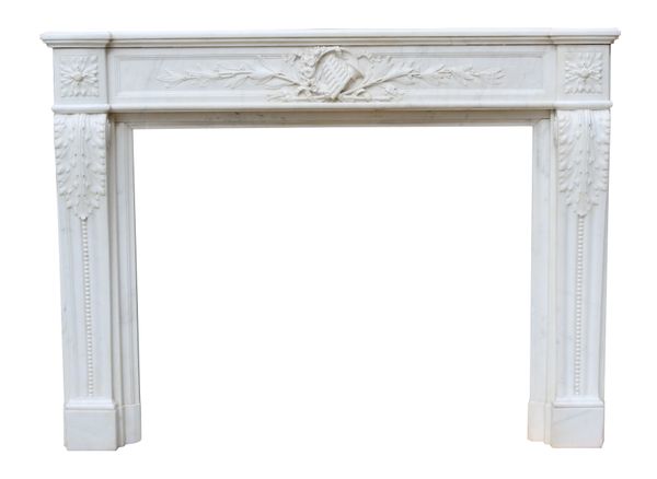 An Antique Louis XVI Style Carrara Marble Fire Surround