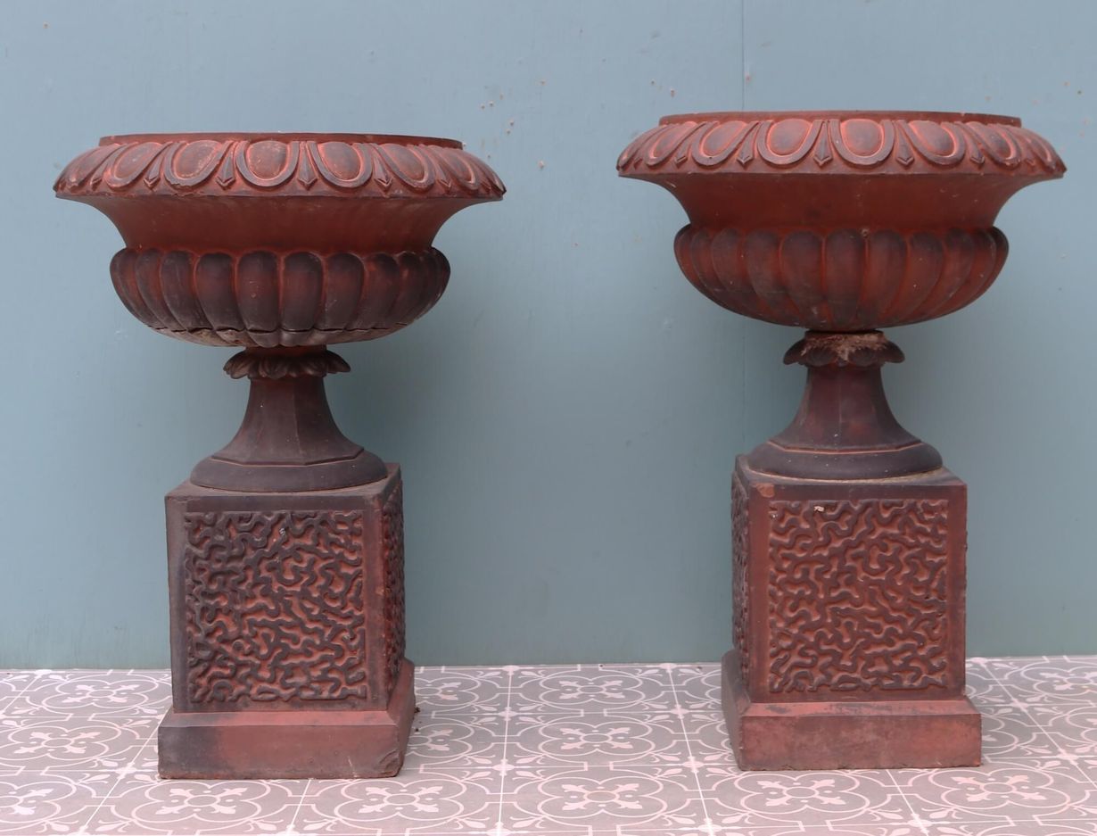 Pair of Victorian Antique Terracotta Urns