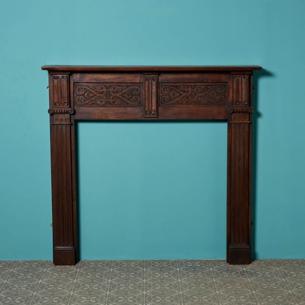 Antique Jacobean Carved Oak Fireplace