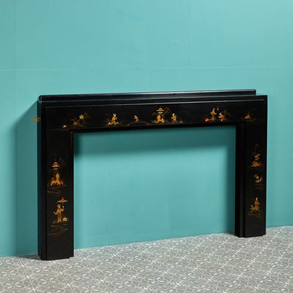 Black Chinoiserie Painted Fireplace