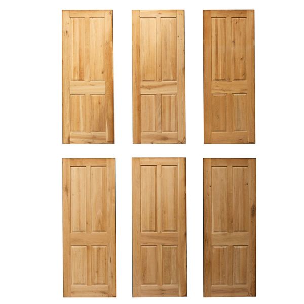 Set of 6 Reclaimed 4-Panel Oak Interior Doors