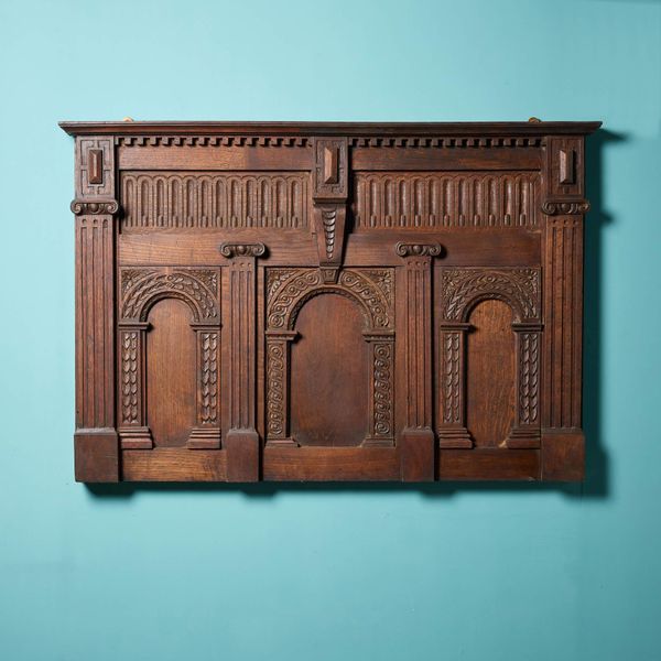 Antique Jacobean Style Decorative Oak Wall Panel