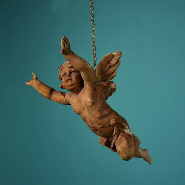 Antique 17th Century Carved Boxwood Cherub Wall Hanging