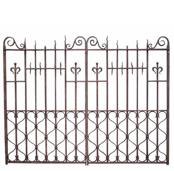 Pair of Reclaimed English Wrought Iron Driveway Gates